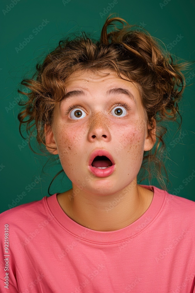 A Young Woman Looking Shocked, With A Wide-Eyed Expression A Young Woman Looking Shocked, With A Wide-Eyed Expression