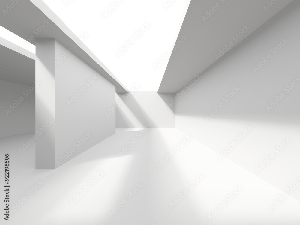 Fototapeta premium White elegant empty space. White wall room background. Abstract interior