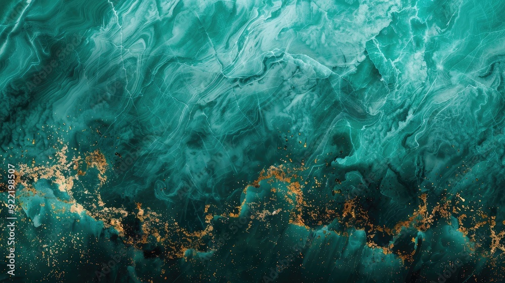 Turquoise paint streaks with gold flecks