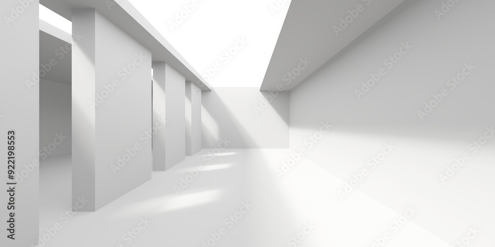 Minimalistic room space. White clean empty architecture interior Minimalistic room space. White clean empty architecture interior