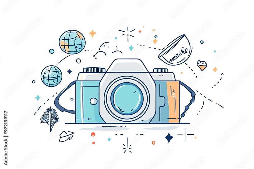 Obraz premium World photography day design template good for greeting. camera illustration. flat camera design. eps 10 illustration. flat design. 