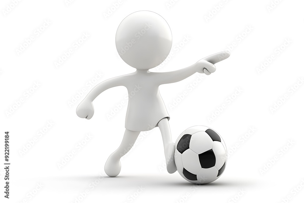 3d render man playing soccer on white background 3d render man playing soccer on white background