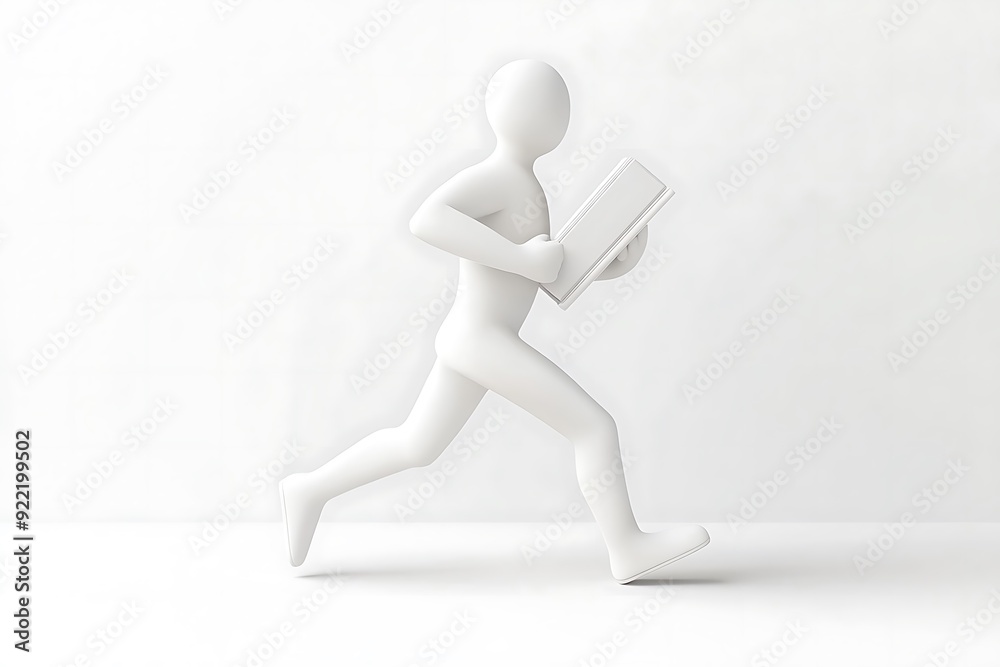 3d people running with a folder. 3d image. Isolated white background. 3d people running with a folder. 3d image. Isolated white background.