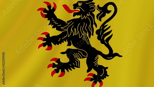 Nord-Pas de Calais Waving Flag. Realistic Flag Animation. Seamless Loop Background.	
