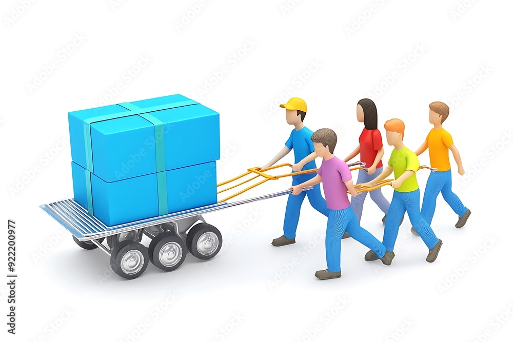 3d rendering card box in cart With around business people 3d rendering card box in cart With around business people