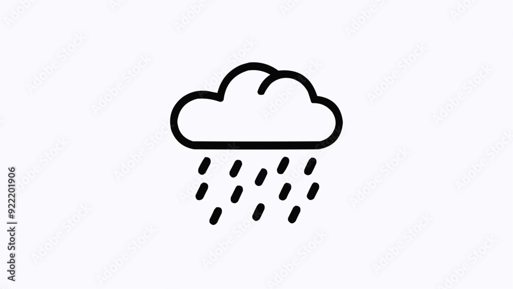 Drizzle: light rain. Weather minimalistic black and white icon on a white . A thin cloud with short, light raindrops falling sparsely below. Ideal for weather forecasts and digital designs. Drizzle: light rain. Weather minimalistic black and white icon on a white . A thin cloud with short, light raindrops falling sparsely below. Ideal for weather forecasts and digital designs.