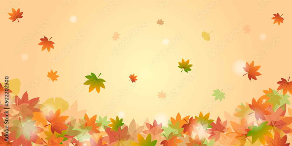 秋にぴったりな、赤や緑の紅葉したカエデの葉が重なるベクター背景画像 秋にぴったりな、赤や緑の紅葉したカエデの葉が重なるベクター背景画像