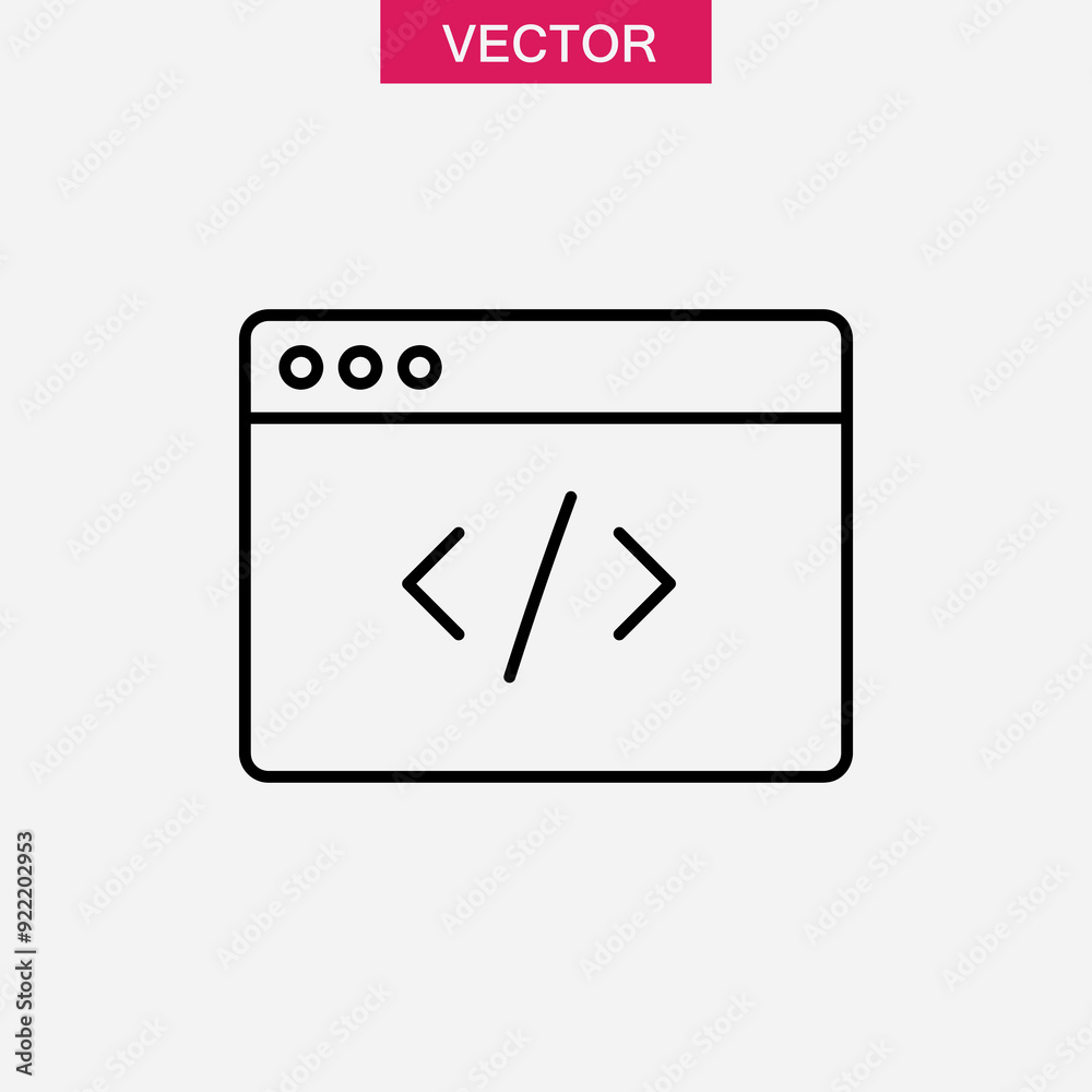 Code icon vector, simple flat black trendy style linear illustration for web and app on white background..eps Code icon vector, simple flat black trendy style linear illustration for web and app on white background..eps