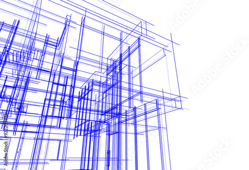 Modern house sketch vector 3d rendering