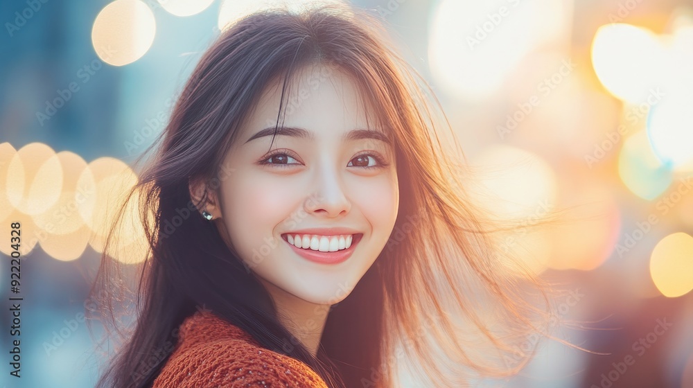 Young Asian woman with a cheerful smile, her eyes full of life and energy, creating a captivating and uplifting image. Young Asian woman with a cheerful smile, her eyes full of life and energy, creating a captivating and uplifting image.