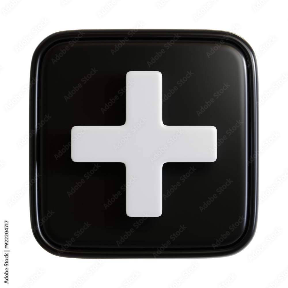 Fototapeta premium 3D Icon of Add Symbol for User Interface Design. 3D Rendering