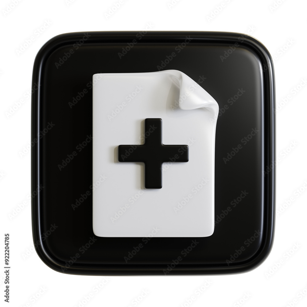 Obraz premium 3D Icon of Add File Symbol for User Interface Design. 3D Rendering