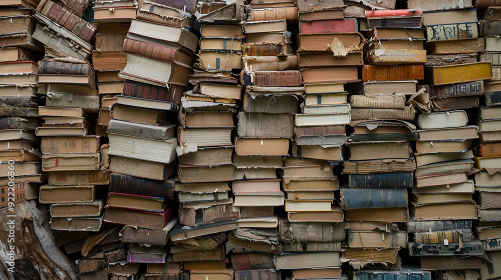 Many old books stacked in texture Many old books stacked in texture