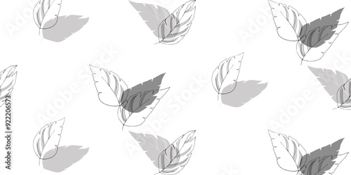Seamless pattern, leaves, abstract flowers, ornament, texture, contours