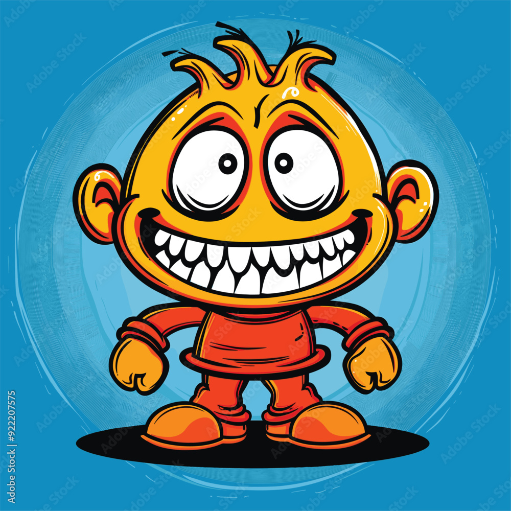 Obraz premium Cheerful emoji character with red pants and white shoes, standing confidently.
