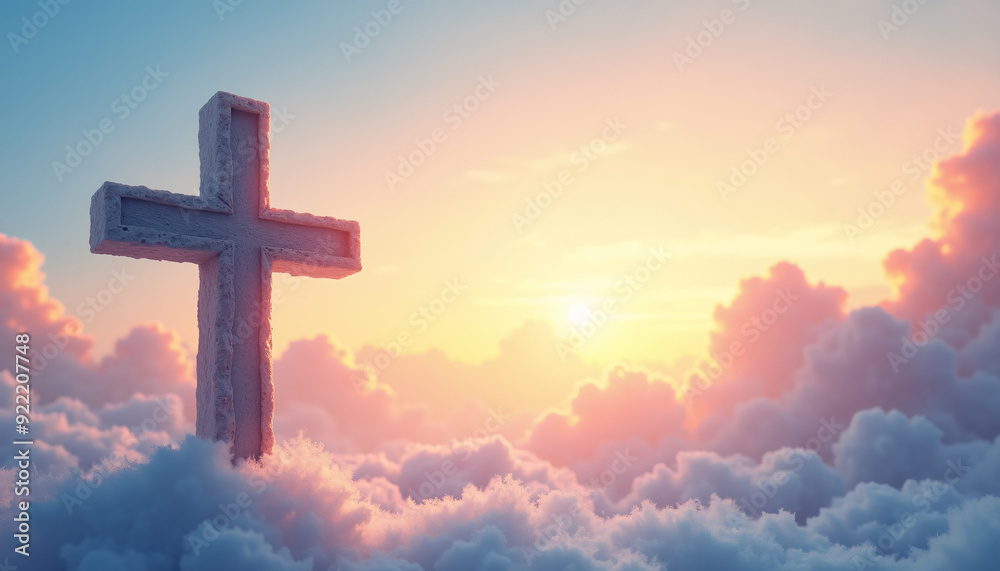 A soft, blurred watercolor painting featuring a conceptual cross set against a sunset sky with ethereal clouds, symbolizing divine presence and spiritual transcendence. A soft, blurred watercolor painting featuring a conceptual cross set against a sunset sky with ethereal clouds, symbolizing divine presence and spiritual transcendence.
