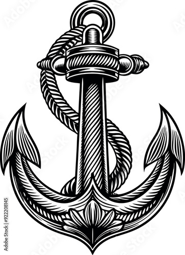 Vintage sea anchor vector sketch