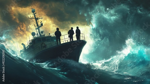 A Ship Braving a Stormy Sea