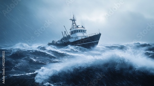 Ship Navigating Through a Stormy Sea