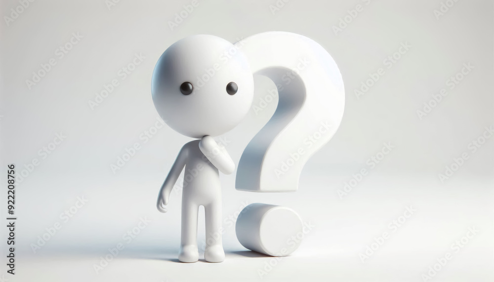 White 3D figure with question mark. Questions and solutions White 3D figure with question mark. Questions and solutions