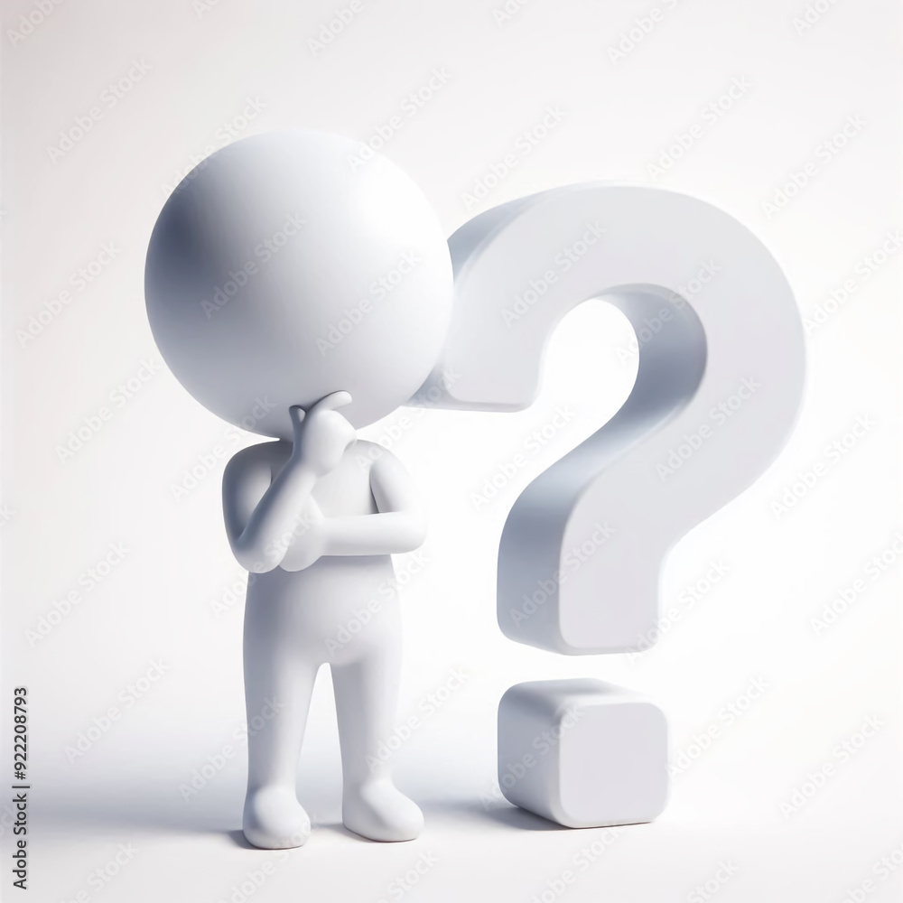 White 3D figure with question mark. Questions and solutions White 3D figure with question mark. Questions and solutions