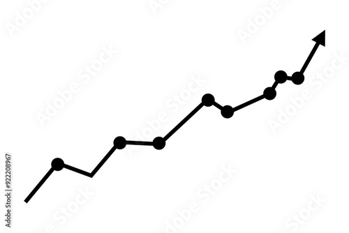 black line graph showing growth