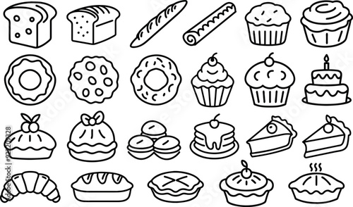 Bakery icons vector set
