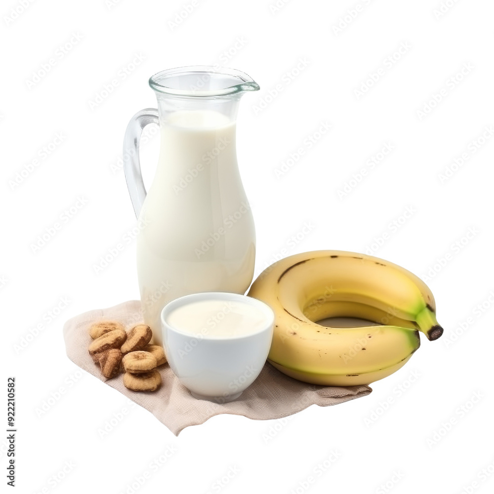 Smooth and Creamy Banana Milk Drink Isolated without Background.