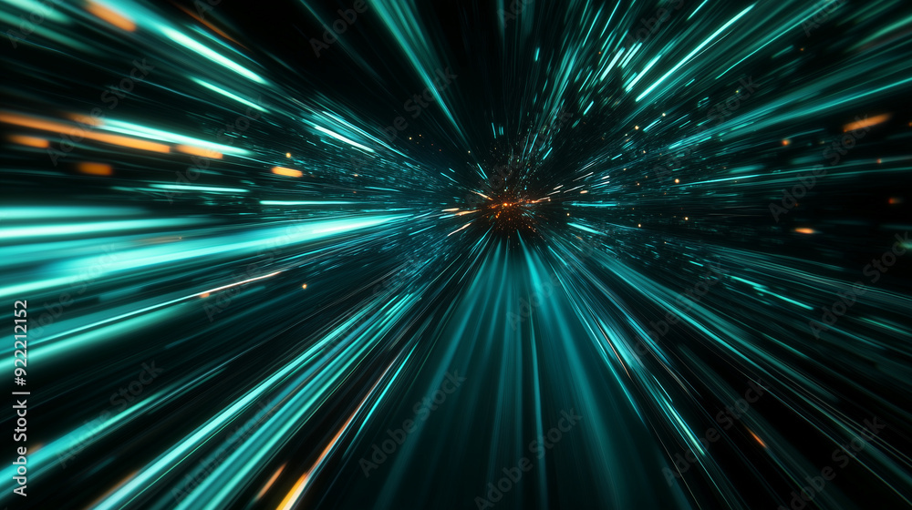Light speed, green light beams, abstract motion blur background, rapidly passing light rays, cosmic rays Light speed, green light beams, abstract motion blur background, rapidly passing light rays, cosmic rays