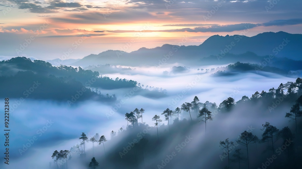 Fototapeta premium alpine landscape panorama in the evening, mountain