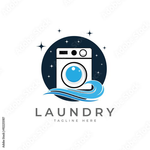 Laundry logo template design vector