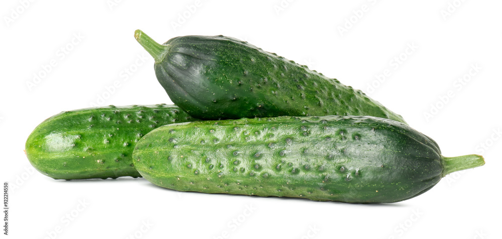 Three fresh green cucumbers isolated on white Three fresh green cucumbers isolated on white