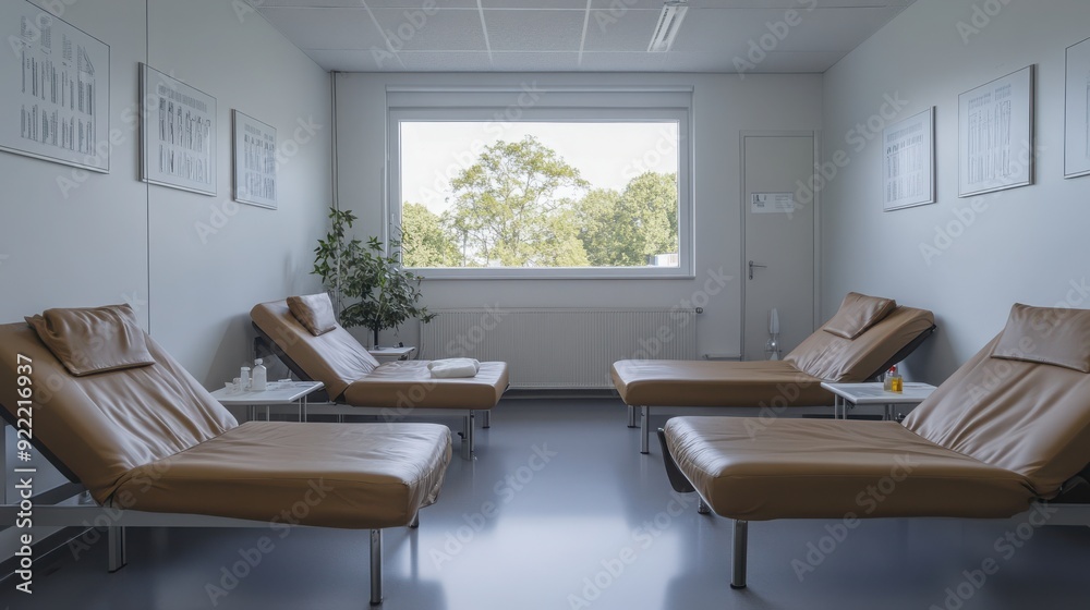 Modern relaxation room featuring stylish recliners, natural light, and a calming atmosphere for wellness and comfort. Modern relaxation room featuring stylish recliners, natural light, and a calming atmosphere for wellness and comfort.