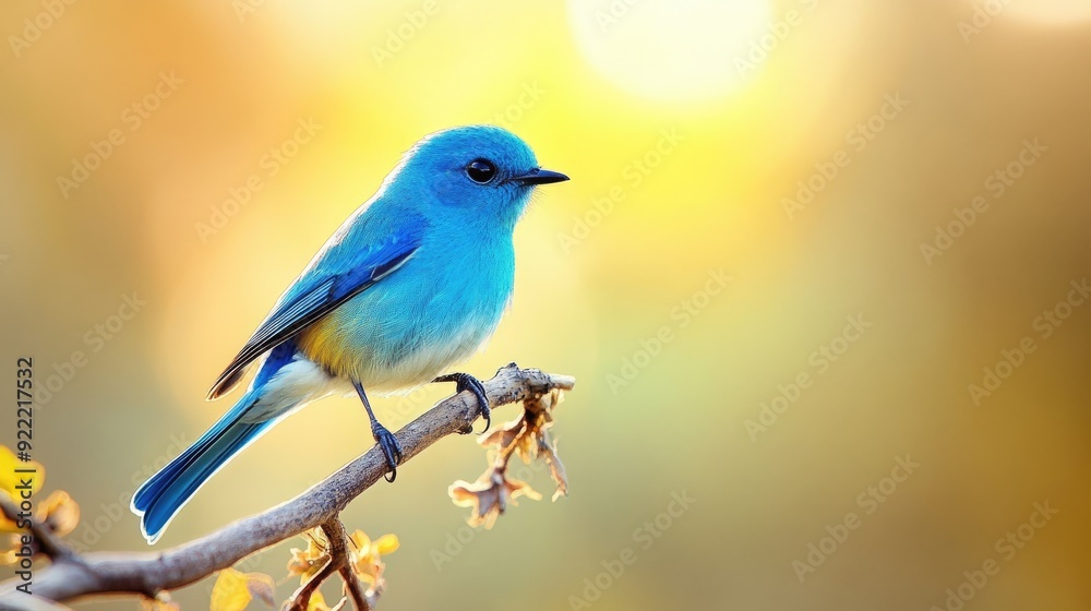 A vibrant blue bird perched on a branch, set against a soft-focus natural background, capturing the delicate beauty of avian life. A vibrant blue bird perched on a branch, set against a soft-focus natural background, capturing the delicate beauty of avian life.