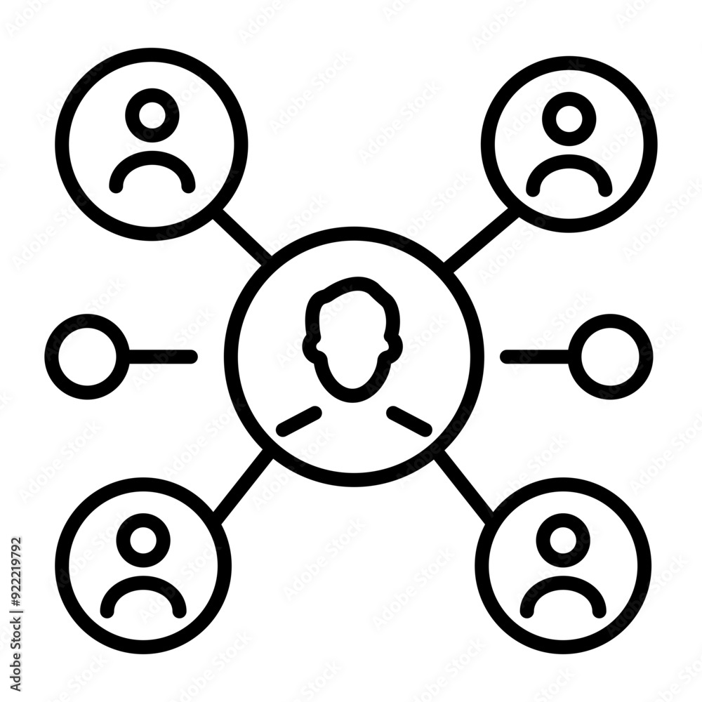 An icon of people network in line style An icon of people network in line style