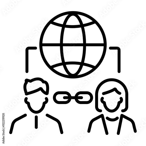 A line icon of global partners 