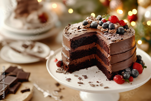 chocolate cake with berries