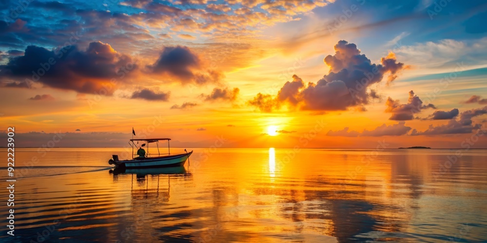 Beautiful sunrise over the ocean with a boat, sunrise, ocean, boat, water, sky, horizon, tranquil, peaceful, seascape, dawn Beautiful sunrise over the ocean with a boat, sunrise, ocean, boat, water, sky, horizon, tranquil, peaceful, seascape, dawn