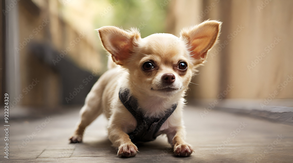 chihuahua puppy sitting on the floor. Genrative.ai chihuahua puppy sitting on the floor. Genrative.ai