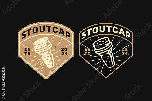 wooden bottle cork retro badge logo design for restaurant and bar wine stopper caps vintage emblem logo collection. corkscrew wooden, colmated or conical cork vector illustration