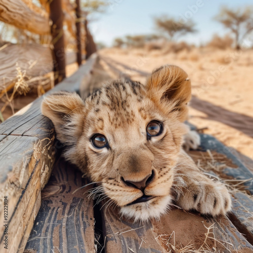 portrait of a lion cub