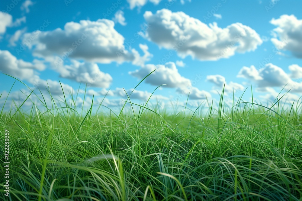 Macro grass landscape with blue sky background Macro grass landscape with blue sky background