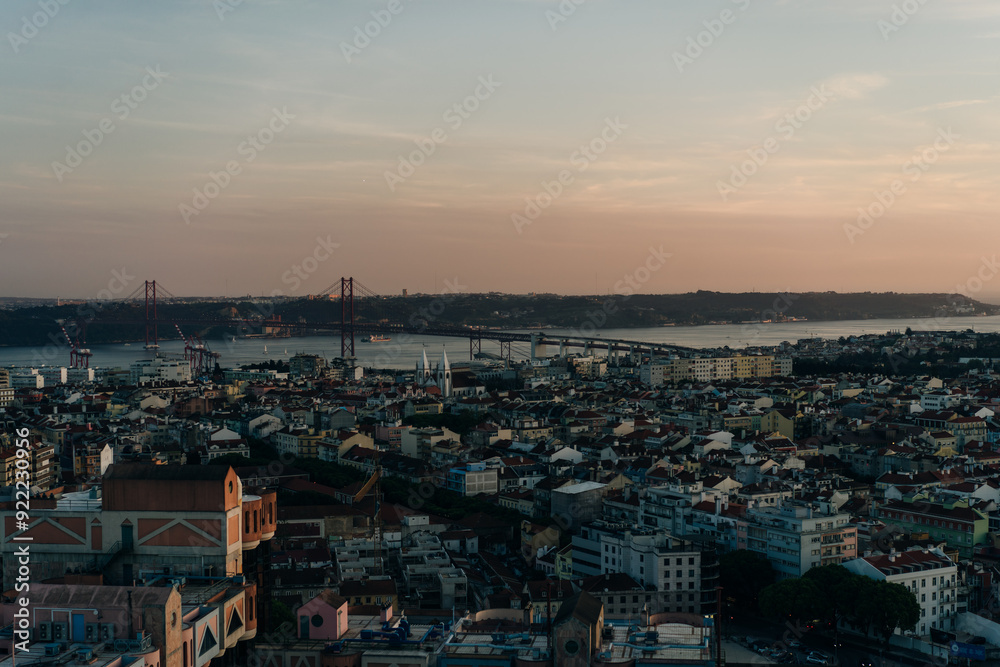 Fototapeta premium Lisbon, Portugal, with binocular binocular from Amoreiras 360 panoramic terrace