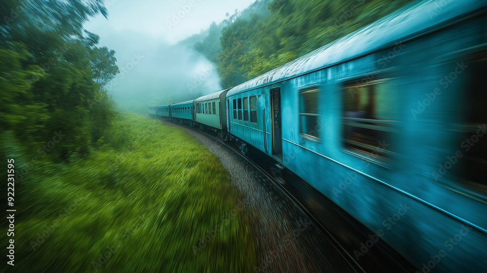 Obraz premium nachhaltig reisen mit der bahn dem Zug grüner Zug Fernverkehr emissionsfrei an die Zukunft denken Umweltbewusste Bilder Generative AI