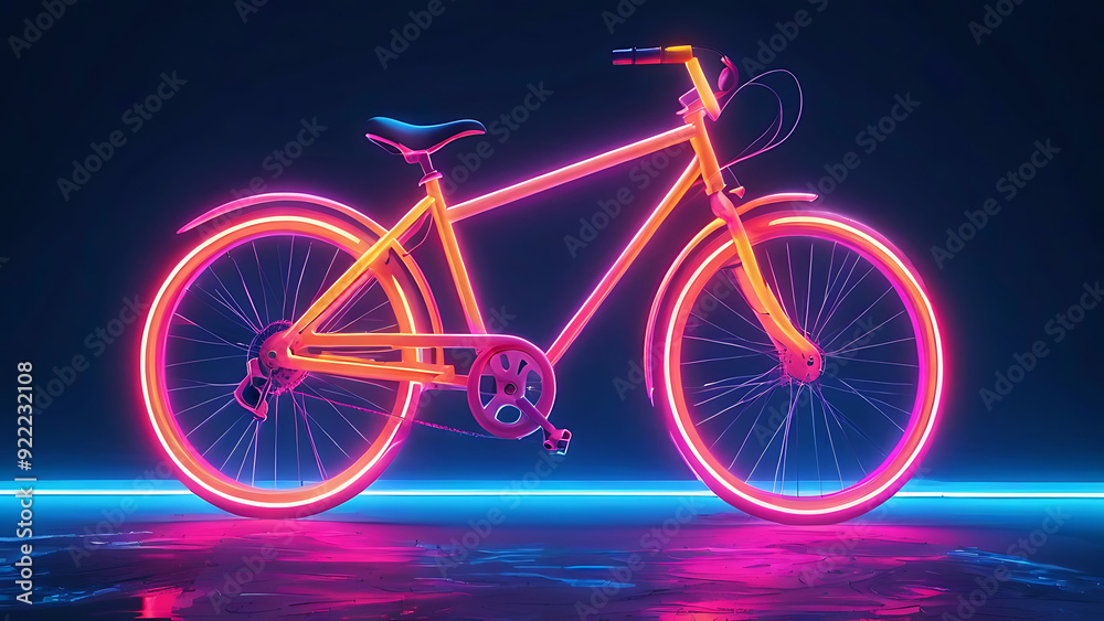 Fototapeta premium Neon bicycle animation 