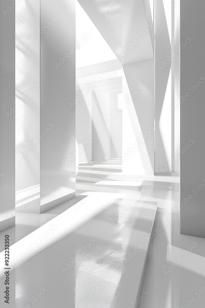 Obraz premium Abstract surreal 3d render ,Arch infinite corridor white background ,White Modern Background ,Abstract white and gray gradient background.geometric modern design, smooth lines, soft waves, background