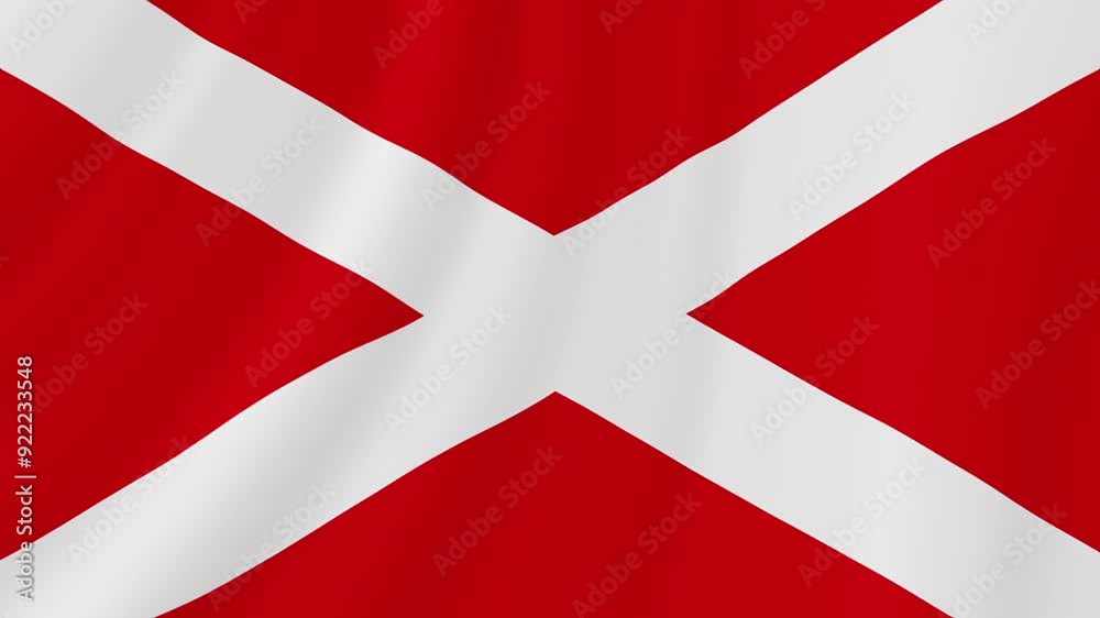 Gascogne Waving Flag. Realistic Flag Animation. Seamless Loop Background.	