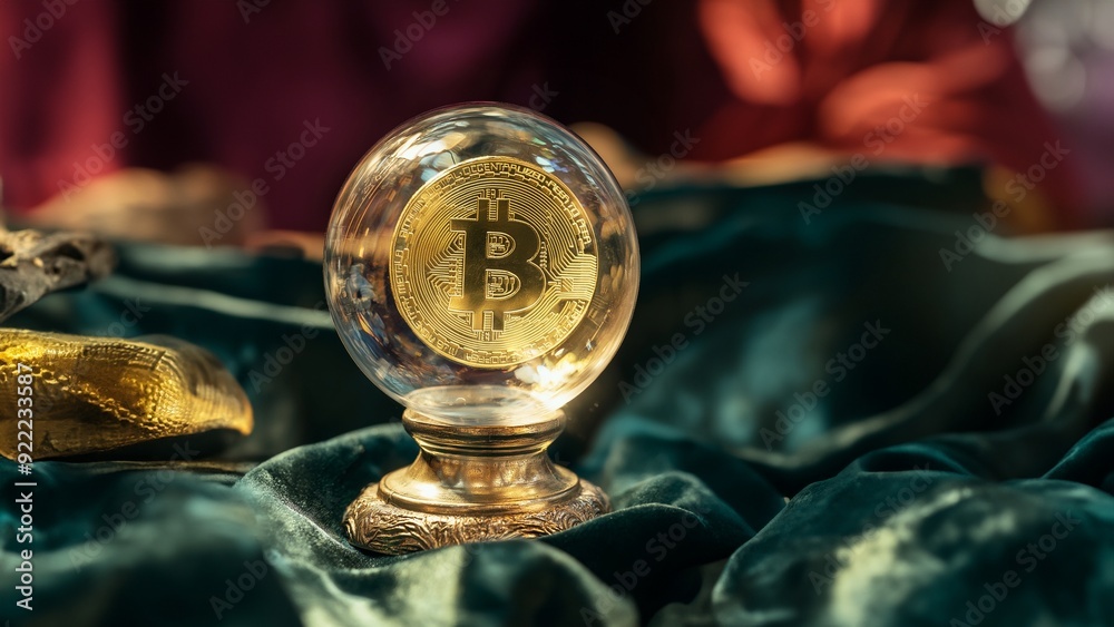 Magische Glaskugel mit Bitcoin