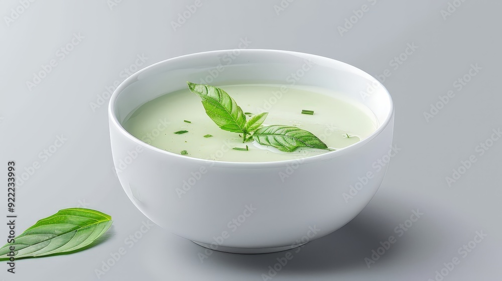 Vibrant Thai Pandan Custard in a Stylish Bowl - Food Magazine Quality on White Background
