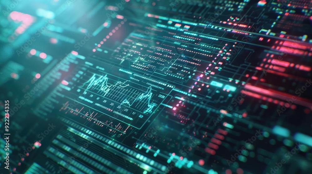 Abstract digital data visualization with vibrant colors reflecting in a futuristic interface. Ideal for tech and finance themes. Abstract digital data visualization with vibrant colors reflecting in a futuristic interface. Ideal for tech and finance themes.